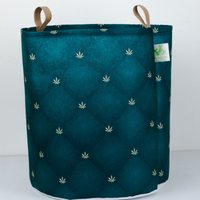 Ver: Maceta sublimada verde petróleo con hojitas doradas